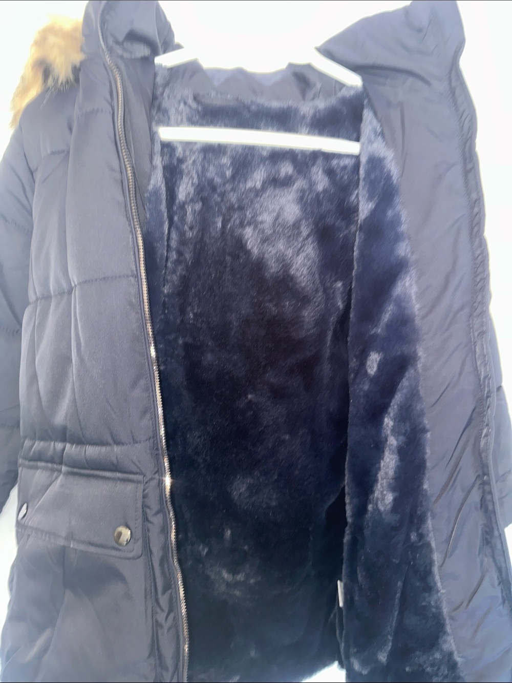 Solo Authentic youth size 12 Puffer Coat with Faux Fur Trim Hood - Picture 2 of 5
